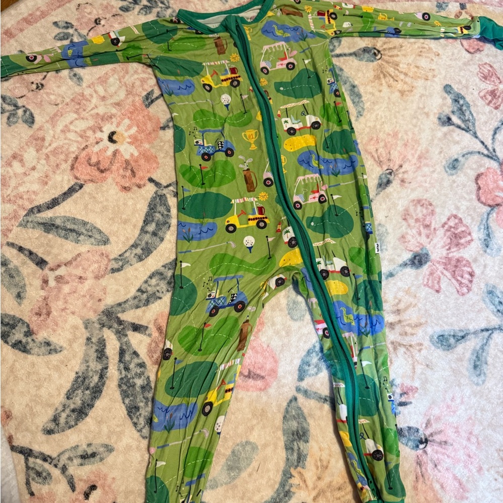 Little Sleepies Green and Blue Footies One Piece